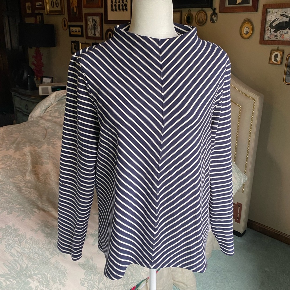 Talbots Petite Stripe Chevron Long Sleeve Top